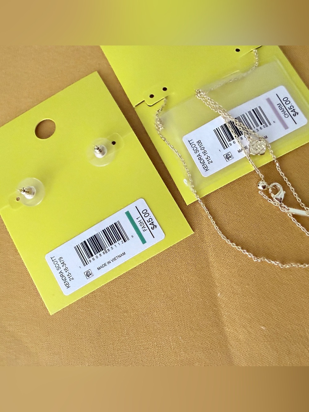 Kendra Scott Hockey Stick Pendant Necklace and Earrings Gold/Silver Matching Set - Picture 6 of 12